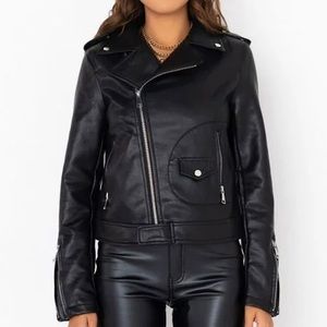 Azalea Wang Faux Leather Black Moto Biker Jacket NWT